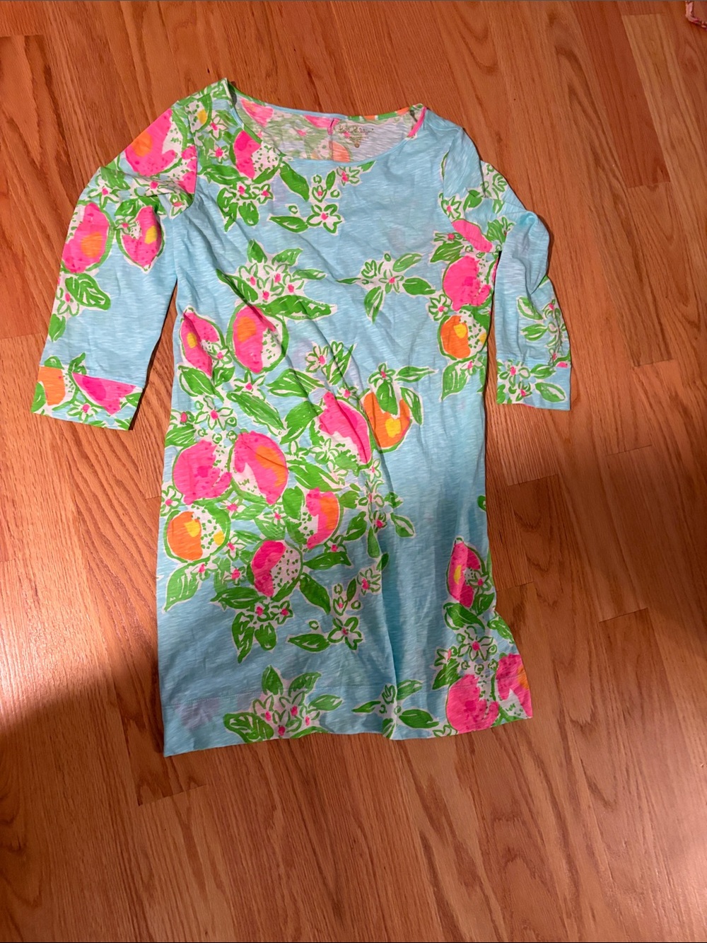 Lilly Pulitzer Light Blue Floral Citrus Long Sleeve Tunic